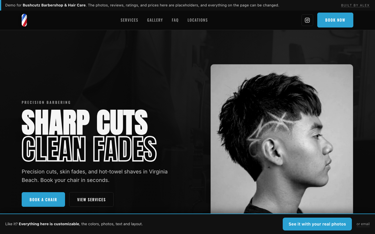 Bushcutz Barbershop website