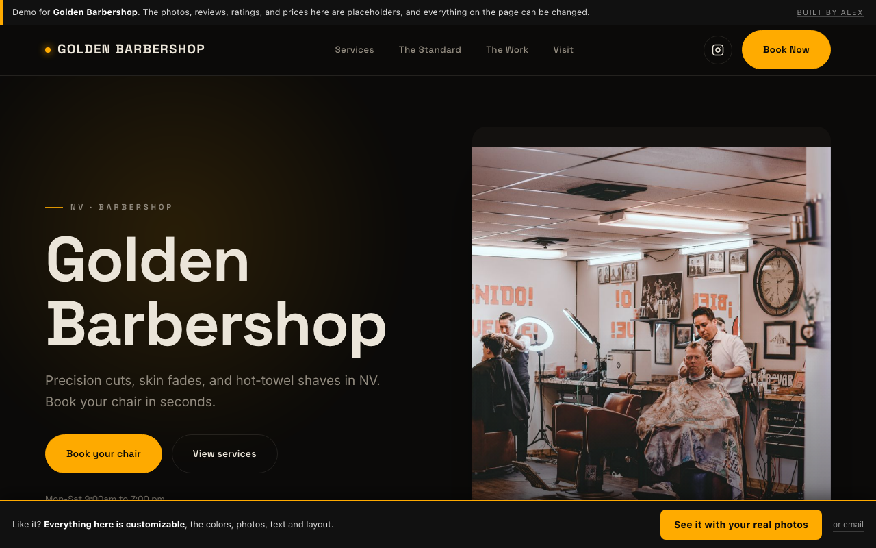 Golden Barbershop website