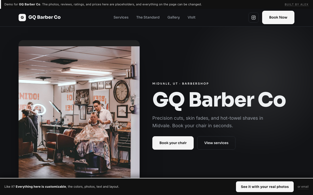 GQ Barber Co website