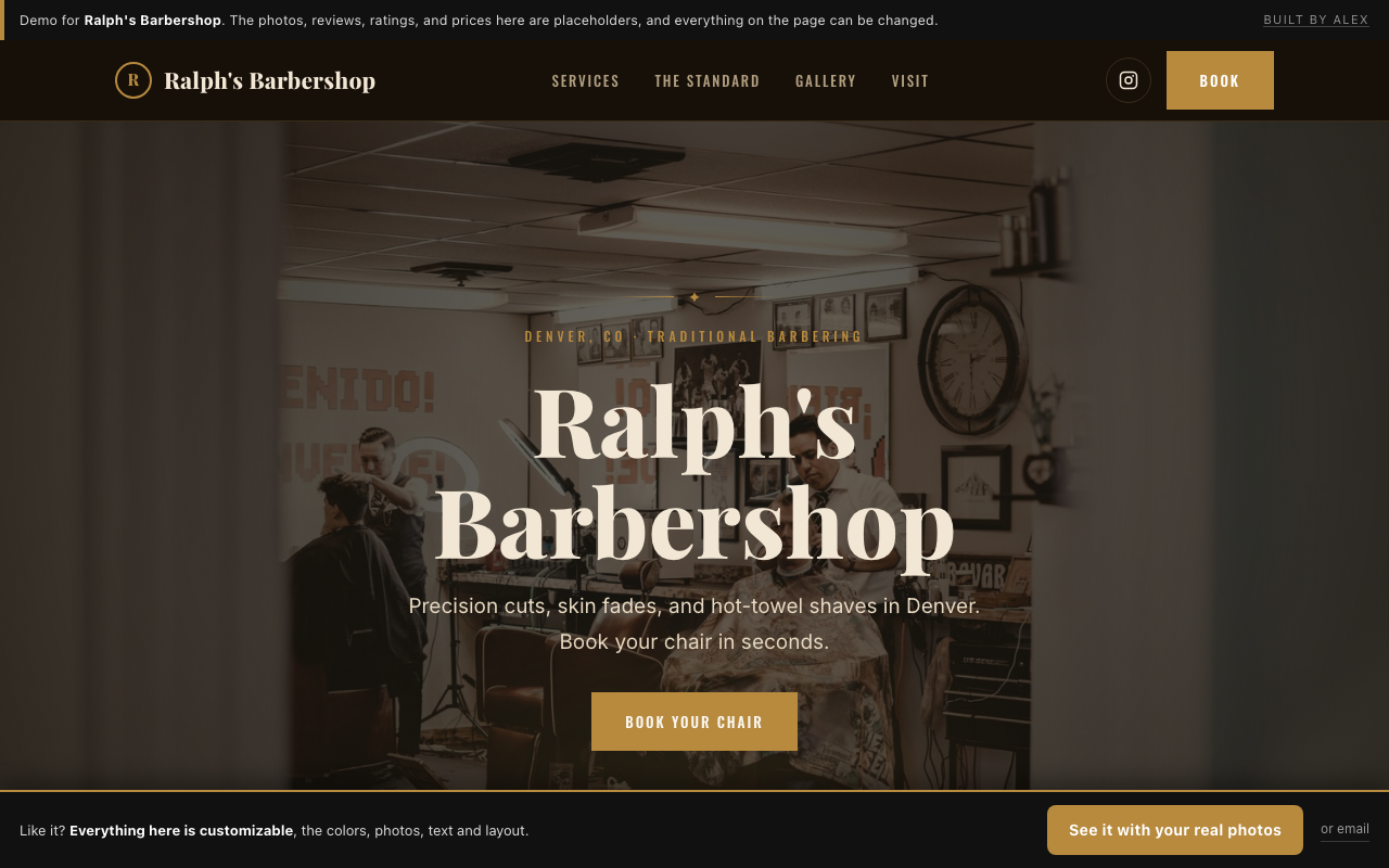 Ralph's Barbershop website